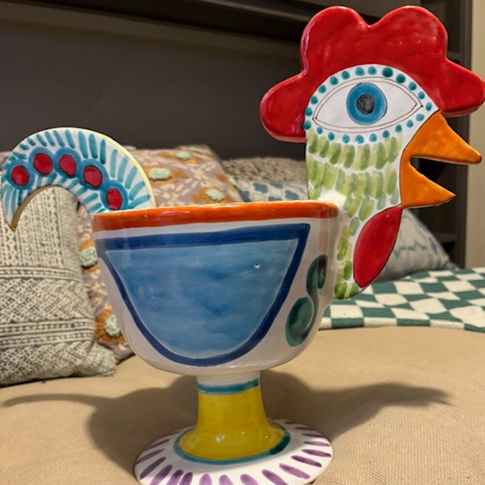 Desimone Vintage Rooster Bowl  Large- signed, made in Italy